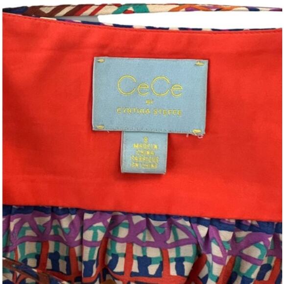 CeCe Womens Spaghetti Strap Graphic Print Maxi Dress Multicolor Size 8 - Picture 7 of 8